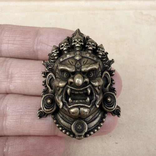Tibetan Copper Mahakala Head Pendant Vintage Antique Style 07FC0E-D4 - KOEEK