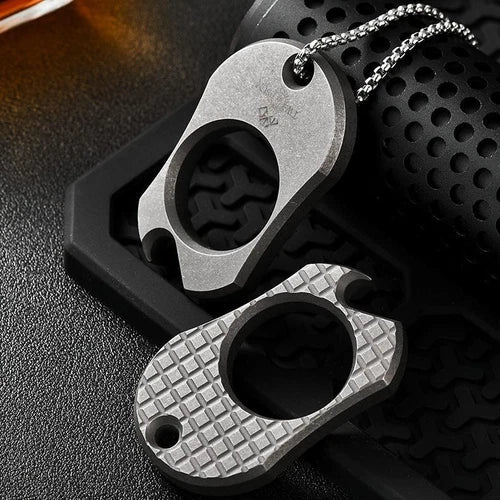 1pcs EDC Titanium Bottle Opener Keychain Necklace Pendant Outdoor Multi Tool 07FC0E-D4 - KOEEK