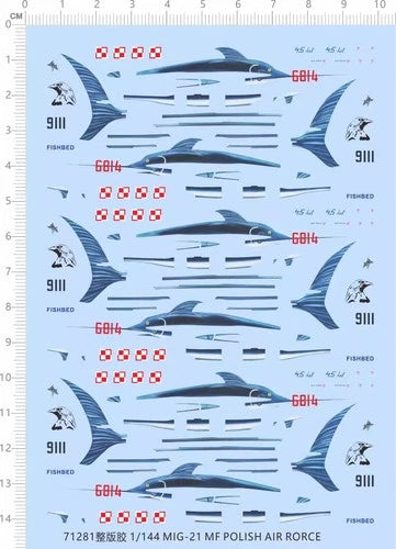 1/144 MIG-21 MF Polish Air Force Fishbed 6814 Fighter Markings Water Slide Decal 07FC0E-D4 - KOEEK