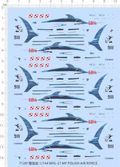 1/144 MIG-21 MF Polish Air Force Fishbed 6814 Fighter Markings Water Slide Decal 07FC0E-D4 - KOEEK