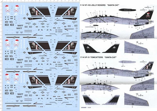 1/72 USAF F-14B F-14D TOMCAT VF-103 31 SANTA CAT Fighter Model Water Slide Decal 07FC0E-D4 - KOEEK