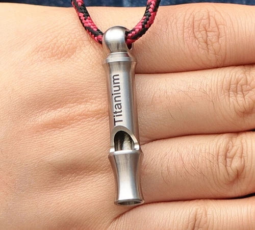 Small Pure Titanium Whistle Portable EDC Outdoor Training Whistle 50mm/1.97" 07FC0E-D4 - KOEEK