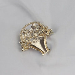 Western Vintage Enamel Craft Flower Basket Brooch Lapel Pin 07FC0E-D4 - KOEEK