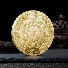 1Pc Feng Shui  Coin Commemorative Chinese Fish Good Luck Gold Medal Metal 07FC0E-D4 - KOEEK
