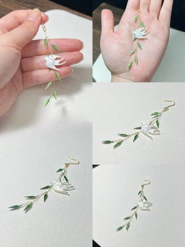Chinese style swallow drop earrings  chinese style dangle ear jewelry pair 07FC0E-D4 - KOEEK