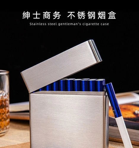 20 Stick Stainless Steel Cigarette Case Metal Portable Smoking Box For Men 07FC0E-D4 - KOEEK