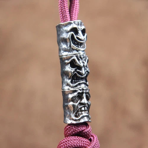 Facial Expressions Smile Angry Sad Face Brass Paracord Bead Lanyard Pendant DIY 07FC0E-D4 - KOEEK