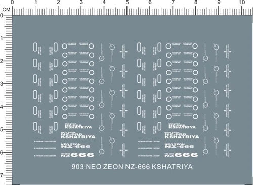 Detail HG 1/144 Scale NZ-666 Kshatriya GDM Figure Markings Water Decal White 07FC0E-D4 - KOEEK