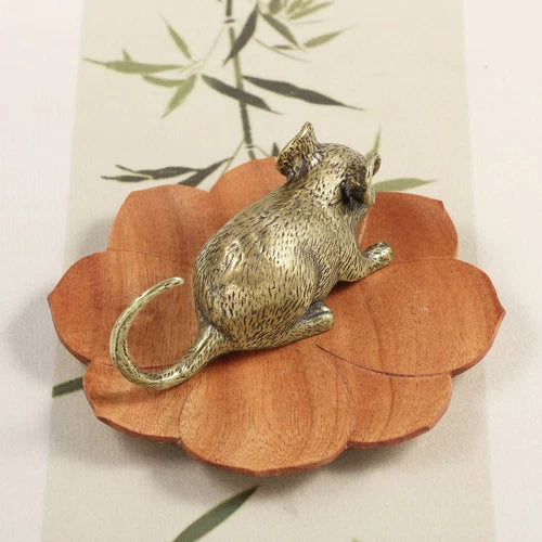 Brass Statue Zodiac Mouse Figurine Copper Ornament Metal Rat Decor Handicraft 07FC0E-D4 - KOEEK