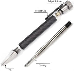 Stainless Steel Carbon Fiber Ballpoint Pen with Fidget Spinner EDC Writing Pen 07FC0E-D4 - KOEEK