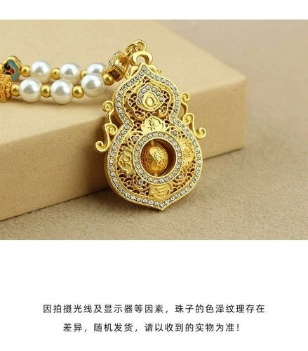 Pearl Imitation Spinning Gourd Pendant Necklace Chinese Style Long Sweater Chain 07FC0E-D4 - KOEEK