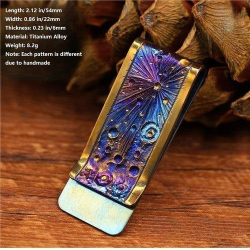 Handmade Titanium Alloy Money Clip Cash Credit Card Money Holder Wallet EDC Gift 07FC0E-D4 - KOEEK