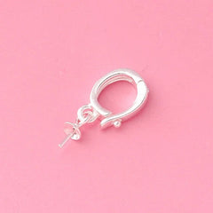Sterling Silver Pearl Pendant Hinged Clasp Bail Connector with Eye Pin A5282 07FC0E-D4 - KOEEK
