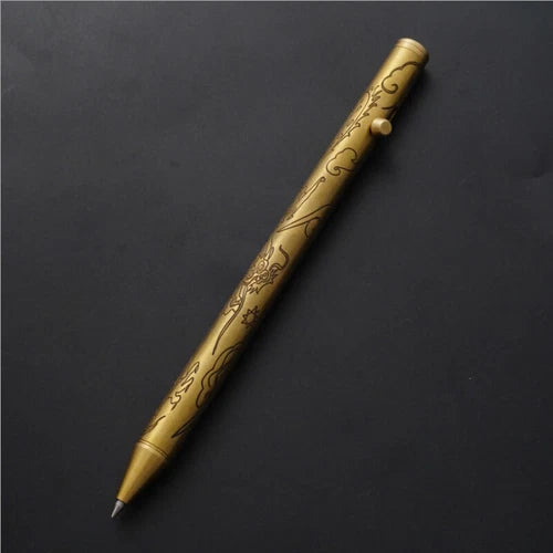 Solid Brass Ball Pen Office Signature Pen Students Stationery Outdoor EDC Tool 07FC0E-D4 - KOEEK