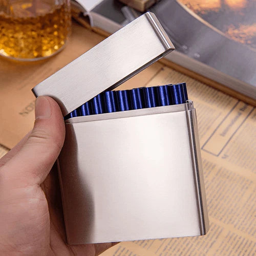 20 Stick Stainless Steel Cigarette Case Metal Portable Smoking Box For Men 07FC0E-D4 - KOEEK