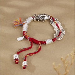 National Style Koi Fish Woven Bracelet Five Emperor s Adjustable Unisex 07FC0E-D4 - KOEEK