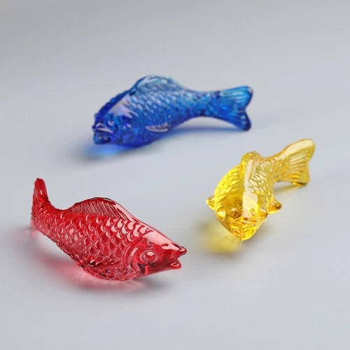 5cm Exquisite Glazed Fish Fortune and Feng Shui Ornament Auspicious Decoration 07FC0E-D4 - KOEEK