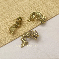 2pc Brass Fish Transformation Dragon Keychain Pendant Carp Leaping Dragon Gate 07FC0E-D4 - KOEEK
