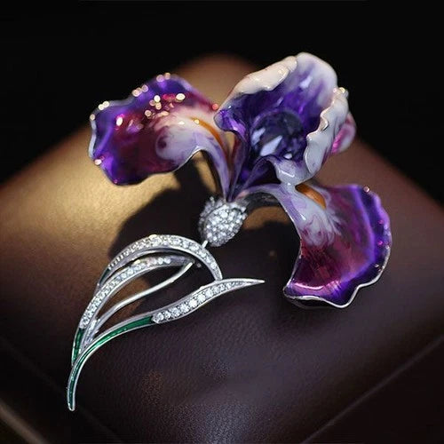 Iris Flower Brooch Pin Coat Suit Lapel Accessory Floral Corsage 07FC0E-D4 - KOEEK