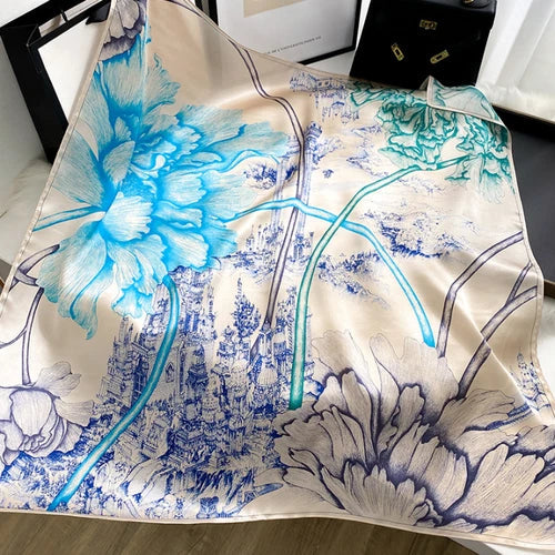 Silk Mulberry Scarf Neckerchief petals Print Square Shawl Bandanna 35'' 07FC0E-D4 - KOEEK