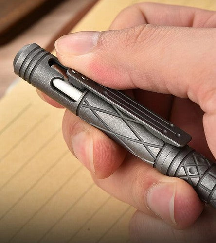 Titanium Alloy Ballpoint Pen Office Signature Gel Pen W/ Clip Outdoor EDC Tools 07FC0E-D4 - KOEEK