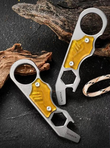 Titanium PEI Bottle Opener Pry Bar Crowbar Wrench EDC Pocket Multi Tool Keychain 07FC0E-D4 - KOEEK