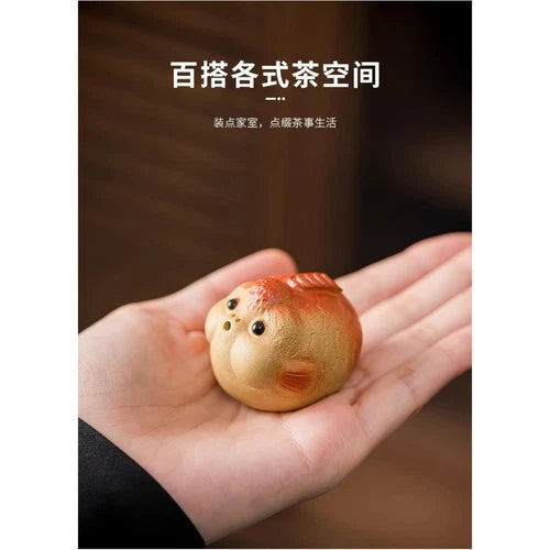 Goldfish Tea Pet Ornament 4cm 1.6in Teapot Cover Holder Kungfu Tea Ceremony 07FC0E-D4 - KOEEK