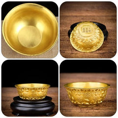 11.5cm Brass Hand-Carved Treasure Bowl Offering Basin Altar Cup Wealth Supplies 07FC0E-D4 - KOEEK