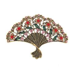 Vintage Fan Brooch Hollow Flower Pin Fashion Suit Dress Cheongsam Jewelry 07FC0E-D4 - KOEEK