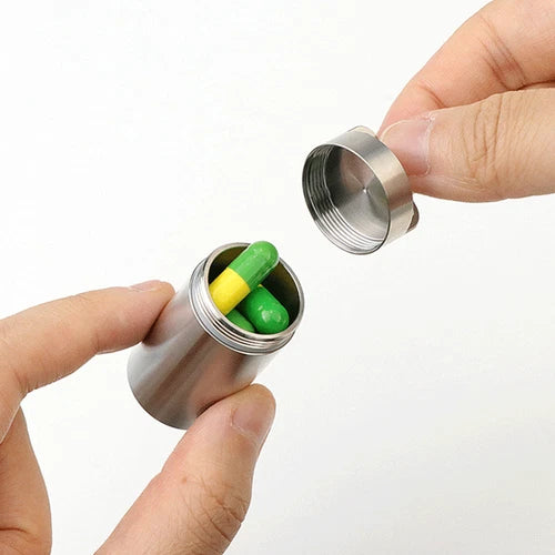 EDC Titanium Alloy Waterproof Pill Case Capsule Seal Container Storage Box 07FC0E-D4 - KOEEK