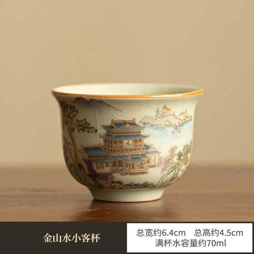 Chinese Tea Tureen Pottery Handmade Color Enamel Kungfu Teacups 07FC0E-D4 - KOEEK