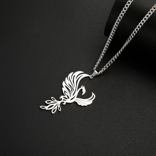 Phoenix Pendant Necklace Stainless Steel Amulet Jewelry Gift 07FC0E-D4 - KOEEK