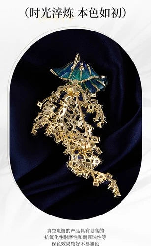 Jellyfish Brooch Zircon Inlaid Creative Luxury Pin Clothing Accessory 07FC0E-D4 - KOEEK