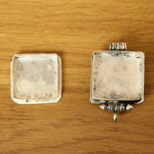 Tibetan Silver Lapis Turquoise Coral Store Square Gau Box Pendant Necklace 07FC0E-D4 - KOEEK