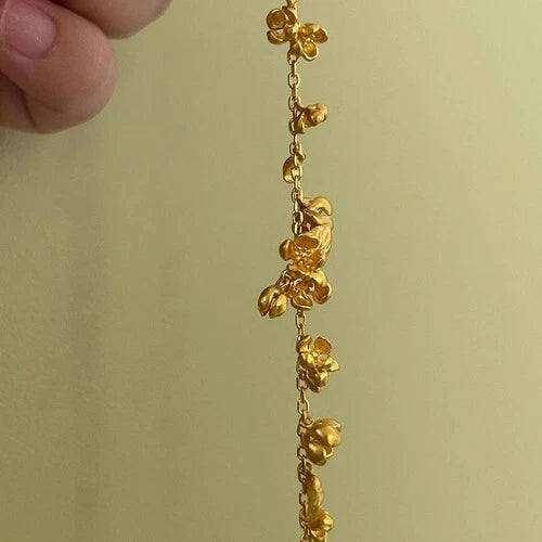 Gold Plated Osmanthus Bracelet Chinese Style Vintage  Wrist Jewelry Gift 07FC0E-D4 - KOEEK