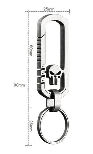 EDC Titanium TC4 Skull Keychain Carabiner w/ Key Ring outdoor Fast Hanging Tool 07FC0E-D4 - KOEEK