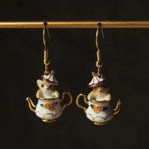 Cartoon Teacup Flower Earrings Cute Fashion Jewelry for Women Collectible 07FC0E-D4 - KOEEK