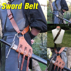 Leather Medieval Sword Belt Pirate Cutlass Belt Hanger Vintage Knight 07FC0E-D4 - KOEEK