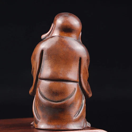 3.14" Antique TALL Carved Boxwood Figurine - Little Monk Boy 07FC0E-D4 - KOEEK