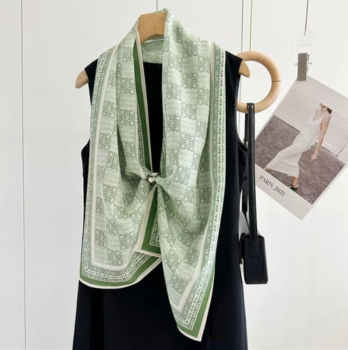 Silk Mulberry 150X16cm Scarf Women Neckerchief Wrap Shape Totem Print 07FC0E-D4 - KOEEK