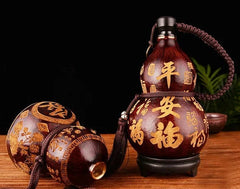 Natural Carving Wine Gourd Portable Water Bottle Gourd Decoration Birthday Gift 07FC0E-D4 - KOEEK