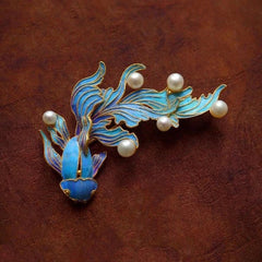Enamel Imitation Kingfisher Koi Fish Earrings Pearl Chinese Style Jewelry Gifts 07FC0E-D4 - KOEEK