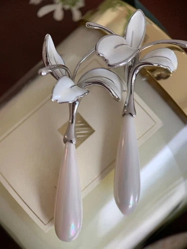 Iris Flower Drop Earrings Water Shape Studs Elegant Fashion Jewelry for Women 07FC0E-D4 - KOEEK