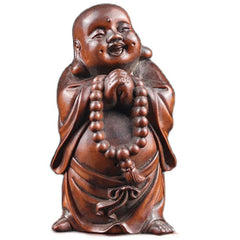 3.14" Antique TALL Carved Boxwood Figurine - Little Monk Boy 07FC0E-D4 - KOEEK