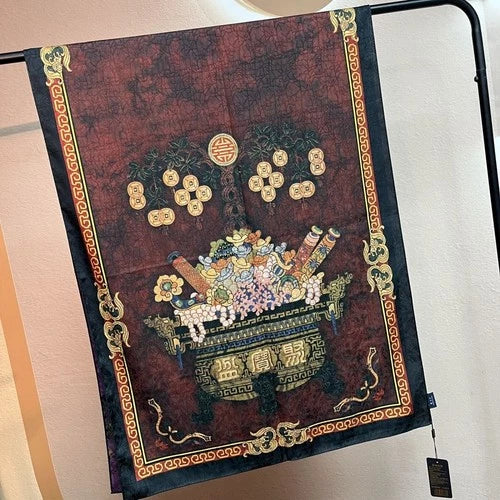 Silk Scarf 70x180cm Double Sided Print Chinese Style Shawl Wrap Long Scarf Women 07FC0E-D4 - KOEEK