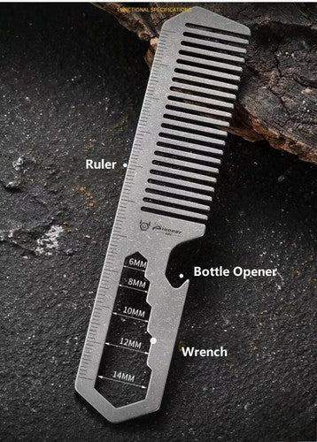 Titanium Hair Beared Comb Anti Static Pocket Multi Tool Bottle Opener Wrench EDC 07FC0E-D4 - KOEEK