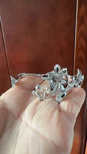 Handmade Magnolia Ladies Bracelet Exquisite Beautiful Fashion Silver Jewelry 07FC0E-D4 - KOEEK