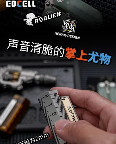 EDC Fun Stress Tools Titanium Push Slider Brass Mechanical Ruler Fidget Ring Toy 07FC0E-D4 - KOEEK