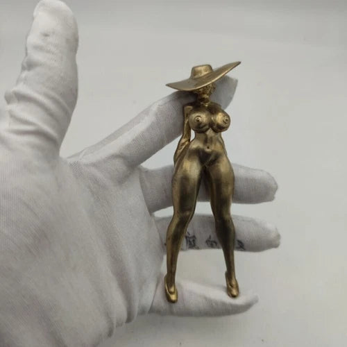 12Cm Chinese Bronze Copper Statue Hand Carved Naked Girl 07FC0E-D4 - KOEEK