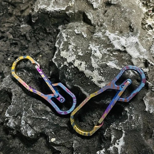 Titanium Alloy Keychain Carabiner w Ring Outdoor EDC Waist Hanging Buckle Tool 07FC0E-D4 - KOEEK